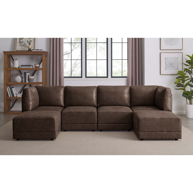 Wade Logan® Arcelin 6 Piece Vegan Leather Sectional & Reviews Wayfair